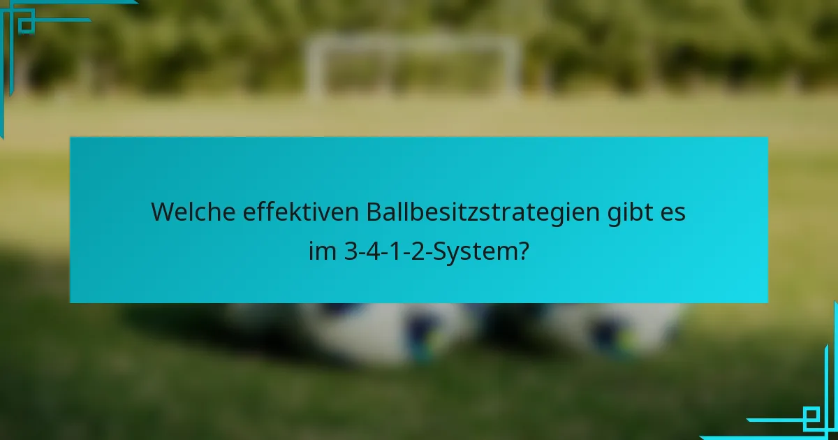 Welche effektiven Ballbesitzstrategien gibt es im 3-4-1-2-System?