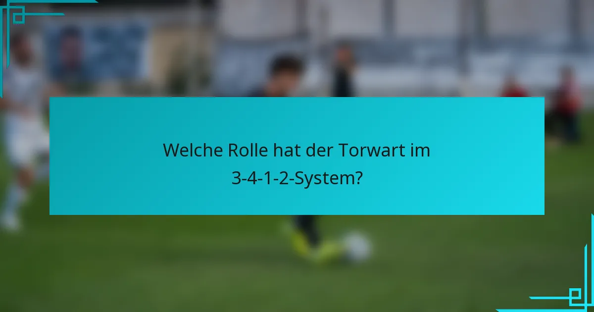 Welche Rolle hat der Torwart im 3-4-1-2-System?