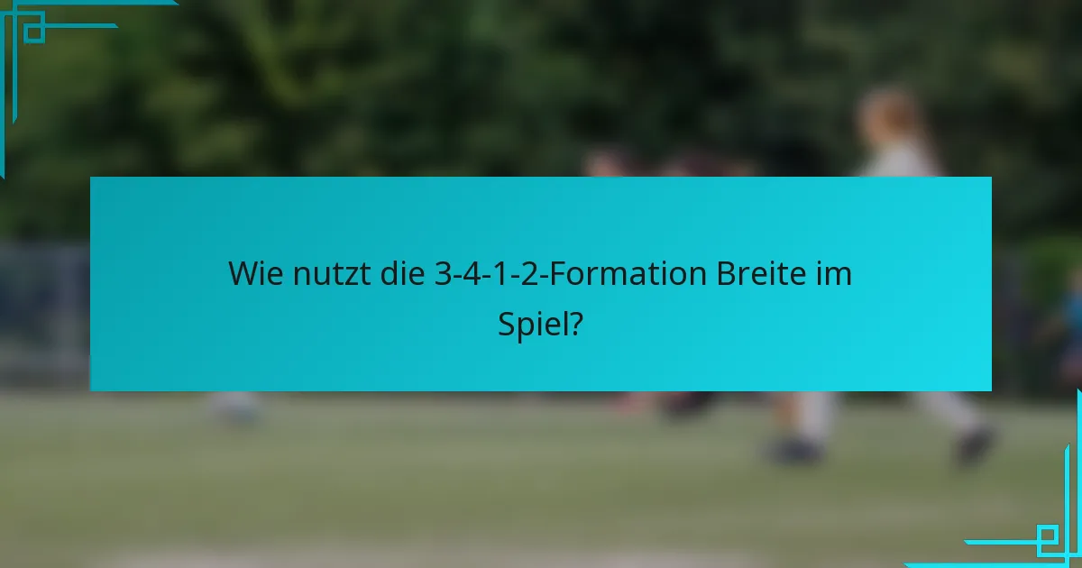 Wie nutzt die 3-4-1-2-Formation Breite im Spiel?
